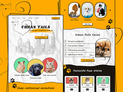 Urban Tails - Paint your own PawWorld app design figma landing page pet ui website