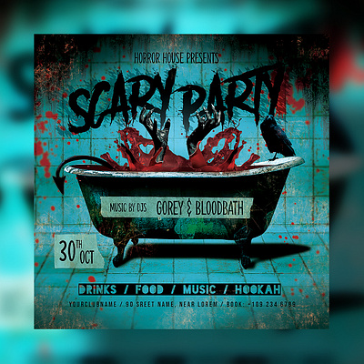 Halloween Party Flyer Template advertisement creepy download psd flyer graphic design halloween party flyer invitation nightclub october fest photoshop poster scary flyer social media banner template
