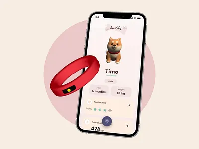 Smart dog collar - GPS Tracker 🦮 animation design dog collar dog harness dog pet app dog tracking app flat gps tracker illustration logo minimal pet app pet health pet routine walk pet wellness smart dog collar ui ui design ux ux design