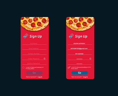Redesign Domino's Pizza Sign Up Interface DailyUI #001 app ui ux