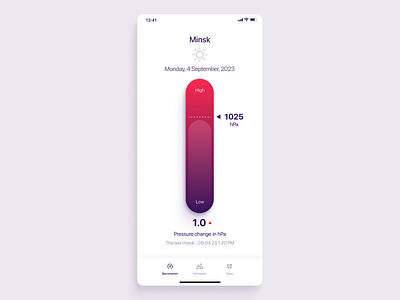 Barometer iOS App Concept app application barometer concept design flat flat ui ios iphone mobile ui weather