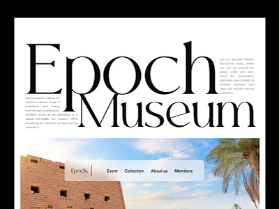 Epoch Museum Hero Section design epoch landingpage minimalist museum wealth4us