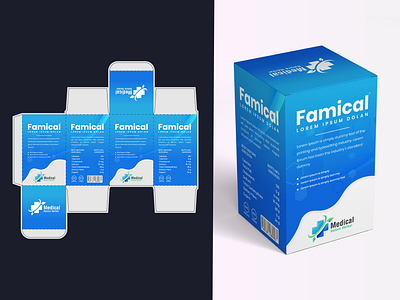 Medicine Box Packaging design antibiotic blue bottle box branding care creative design design drug flat graphic design hospital medicin medicine packaging desgin pharmaceutical pharmacy product vector vitamin