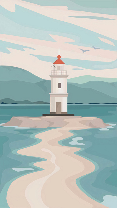 Lonely lighthouse 2d design graphic design illustration illustrator vector