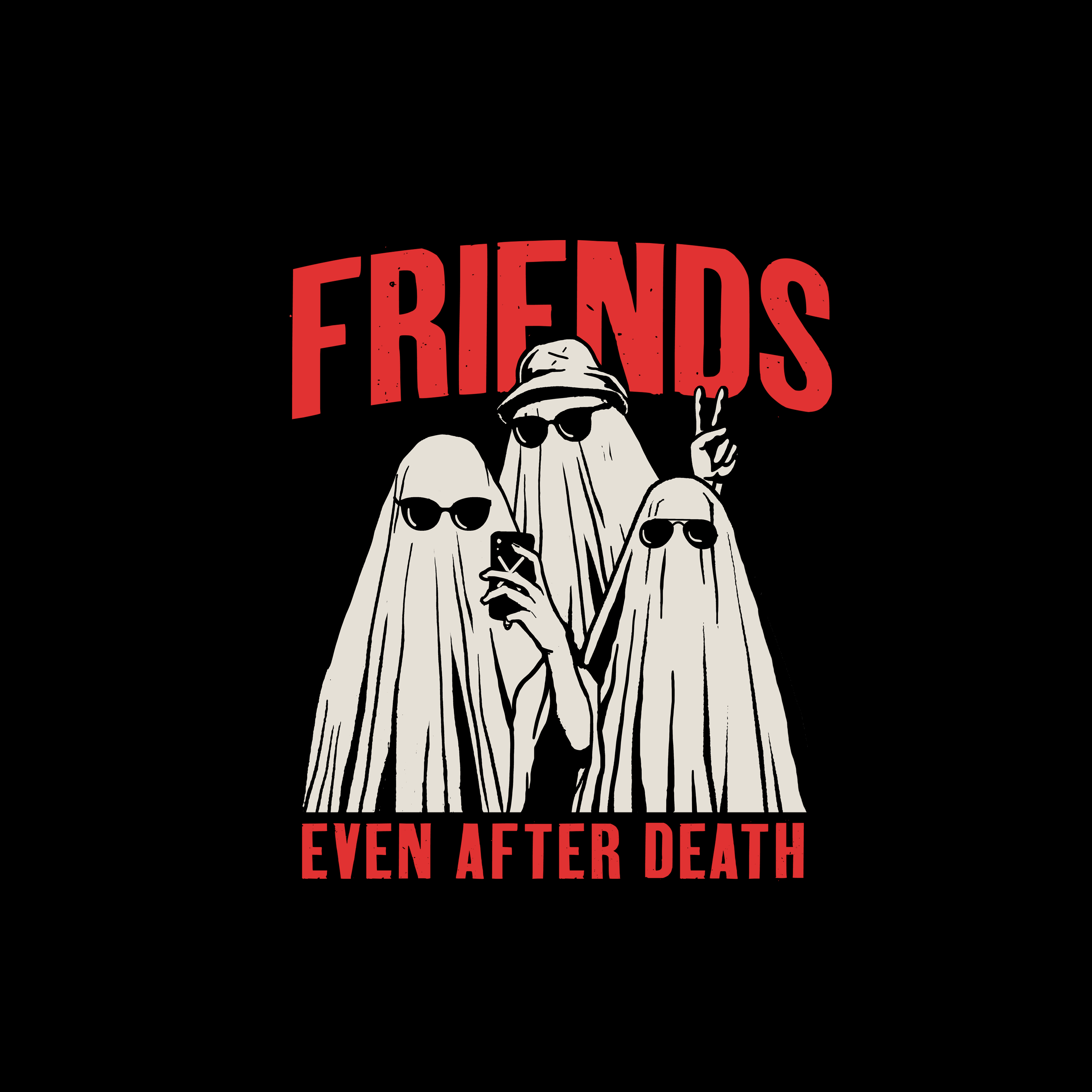 Ghost friendship adobe art design funny ghost graphic design illustration logo merch tshir design