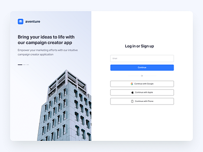Campaign Creator - Sign In Flow Design application branding business campaign corporate create account design login minimalist onboarding product design sign in sign up ui ux web website white