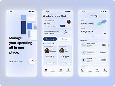 Mobile Banking App UI app design banking banking app branding design figma finance finance app mobile personal finance app ui ui design uiux user experience ux