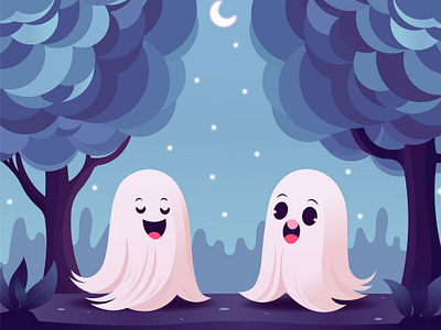 Illustration Of Cute Ghosts cute ghost flat iullustration ghost ghosts illustration ginie illustration vector