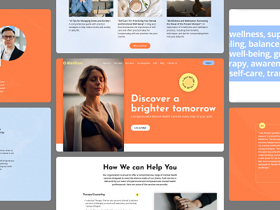 MindCare - Website screens agency design health main page mind care minimal support ui ui design ux web design web site wellness