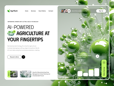 AI-Powered Agricultural Website agriculture agro agro ai ai artificial intelligence countryside crops farm farming fields green grow growing homepage landing page minimal nature plant web design