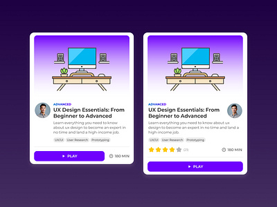 Course Card UI Variations - Elearning course e learning ui ui cards ux visual hierarchy