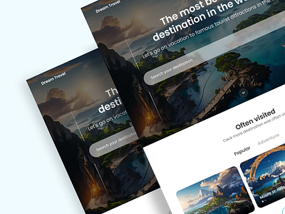 Dream Travel artificial intelligence concept design destination destination visited dream destination dream travel inspiration modern most destination most traveling often destination simple tourism travel traveling trip ui web website