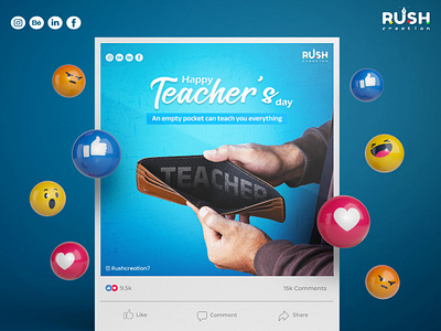 Teachers day behance creativepost graphic design graphicdesigner photoshop rushitvaghasiya school socialmediapost student teacher teacherday