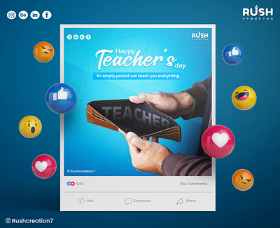 Teachers day behance creativepost graphic design graphicdesigner photoshop rushitvaghasiya school socialmediapost student teacher teacherday