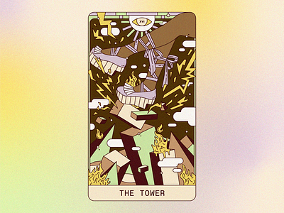 The Tower (XVI) abstract graphic design illustration line art tarot tarot cards the tower