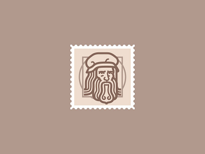 Leonardo's portrait artist brand branding da vinci design golden ratio graphic design history illustration leonardo linear logo mark portrait post stamp scientist vector