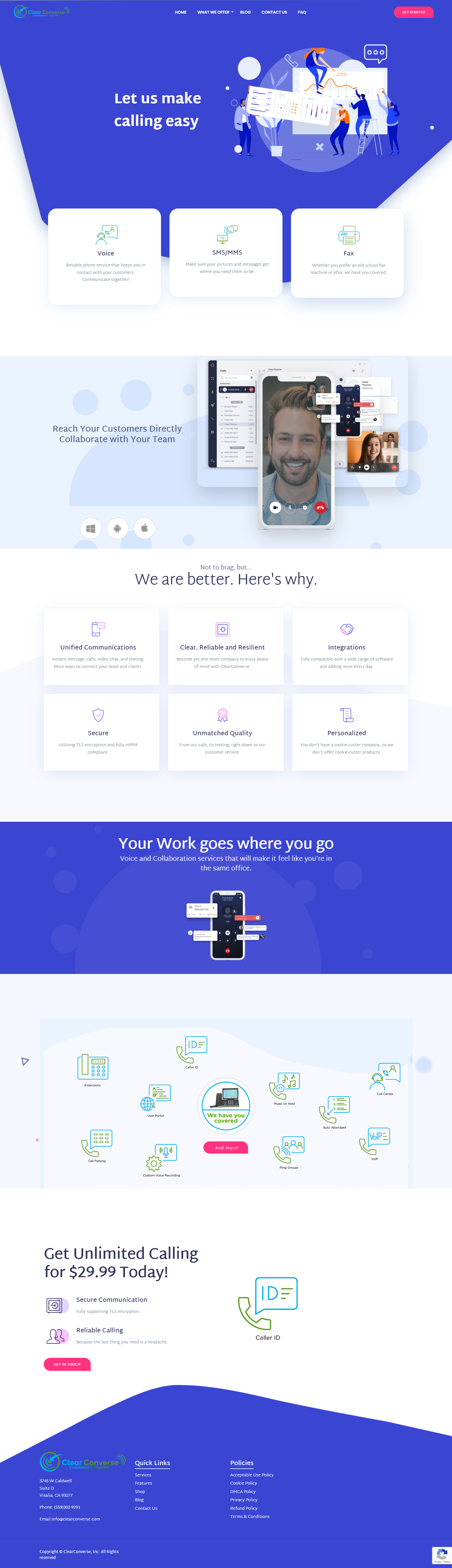 ClearConverse: VoIP company graphic design ui web design