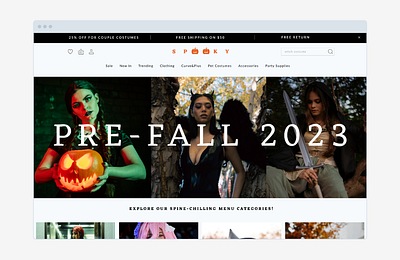 E-Commerce For Spooky Costumes design landing page logo ui ux