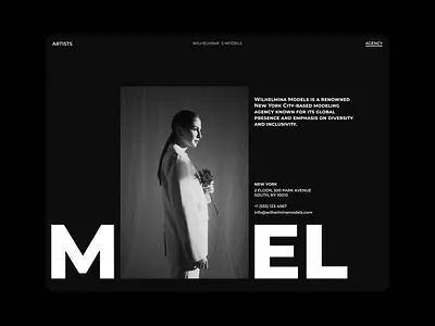 Model Agency website x dark theme agency behance branding business clean dailyui design dribbble ecommerce figma graphic design landing page minimalistic modelling typography ui uidesign web design website