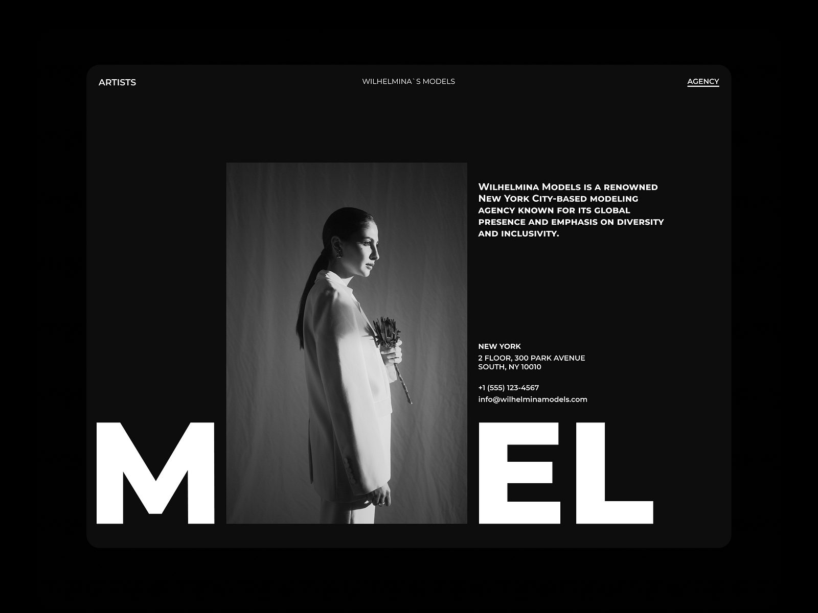 Model Agency website x dark theme by Marius Cobilas on Dribbble