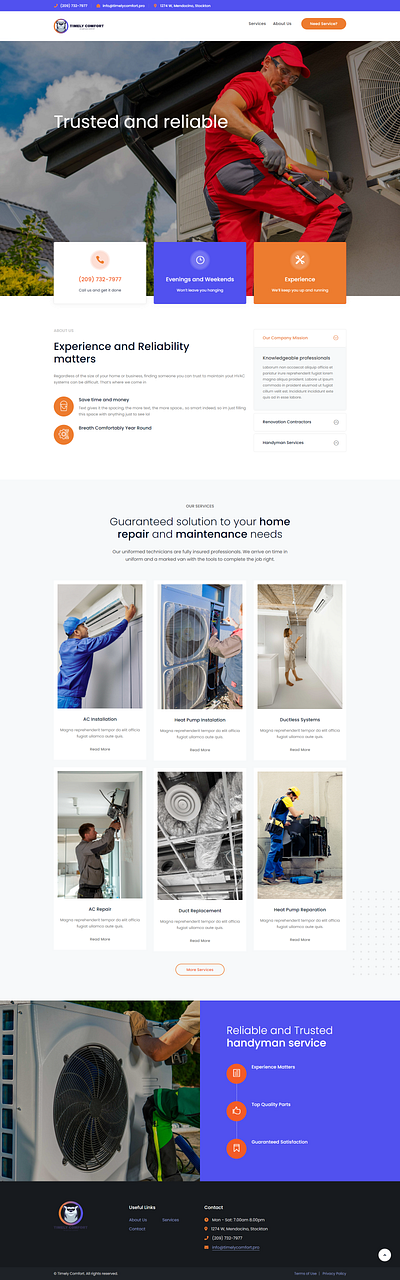 Timely Comfort: HVAC contractor design graphic design ui web design