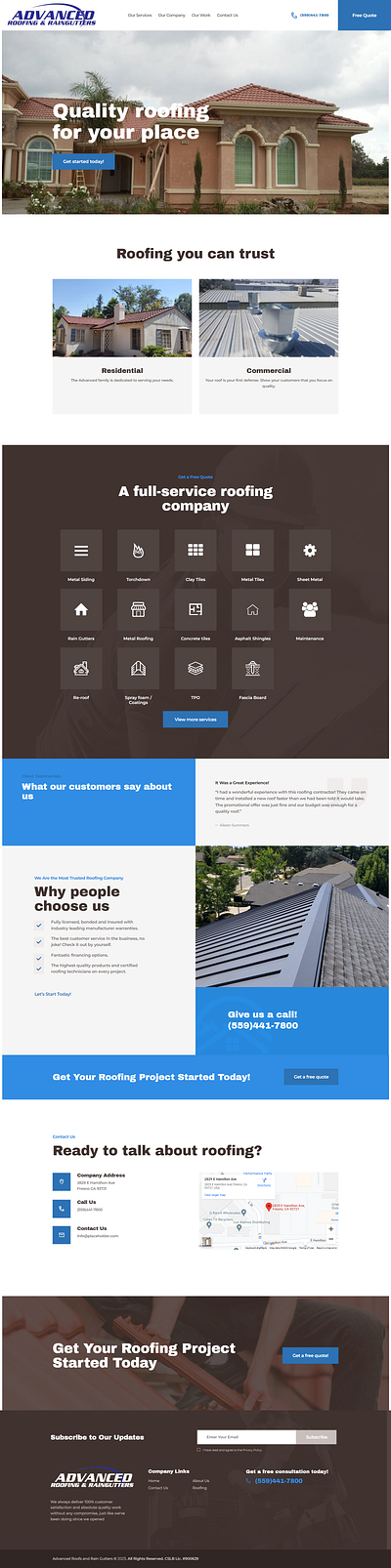 Advanced roofing and raingutters: Roof contractor design graphic design ui web design