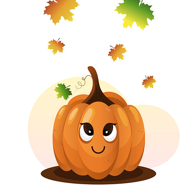 Vector illustration. Cute autumn pumpkin with eyes autumn character character with eyes drawing graphic design illustration illustrator image postcard pumpkin smile sticker vector