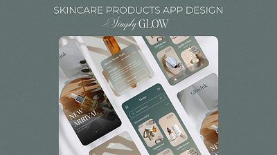 Beauty And Skincare Products App Design | simplyGLOW app design app store beauty app beauty store brand design branding design ecommerce app ecommerce app design skincare app ui ui ux ux wellness store