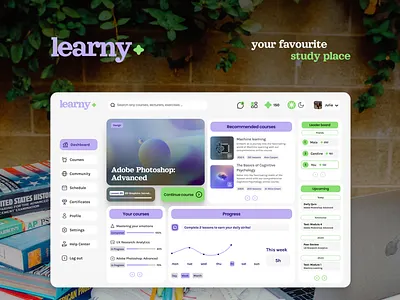 Learny 👩🏽‍💻 e-learning platform dashboard e learning platform figma ui ux website