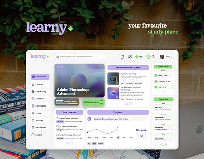 Learny 👩🏽‍💻 e-learning platform dashboard e learning platform figma ui ux website