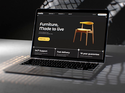 Landing for Roots - a wood furniture manufacturing studio app branding design graphic design homedesign ui urnituredesign ux лого дизайн