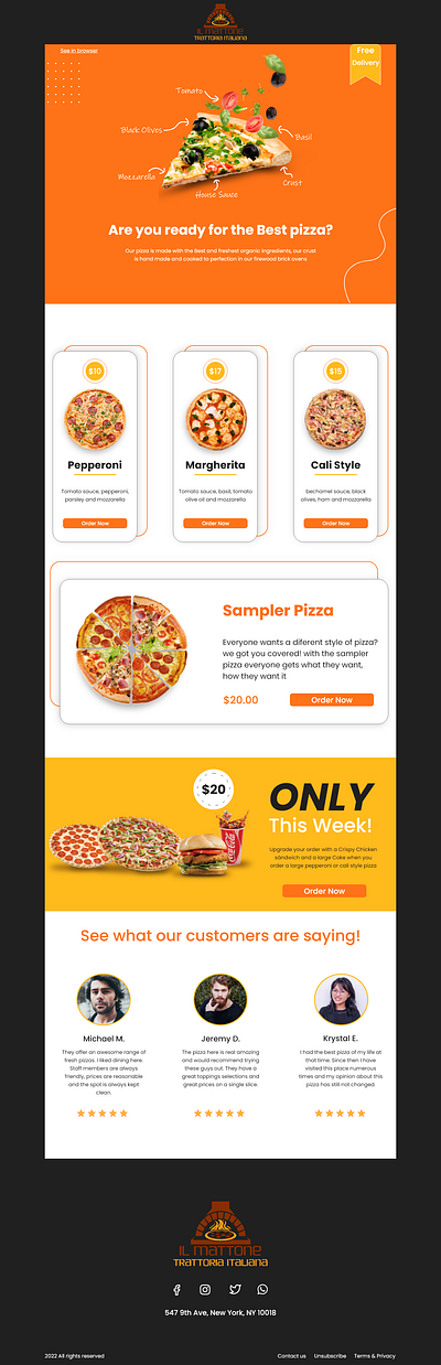 IL Mattone: Pizza restaurant newsletter branding design graphic design newsletter ui