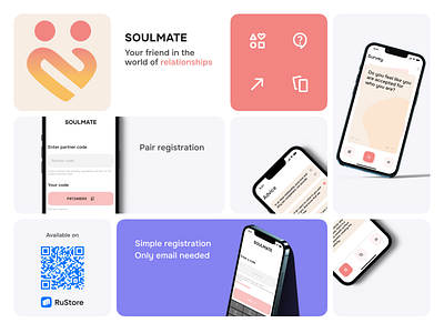 Soulmate - app to improve your relationship app design figma ios redesign relationship swipe ui ux