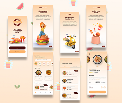 Food app UI UX app design branding mobile app ui ux prototype ui ux