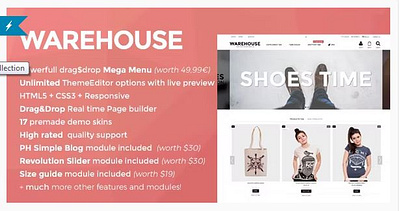 Warehouse - Prestashop theme with elementor wordpress templates