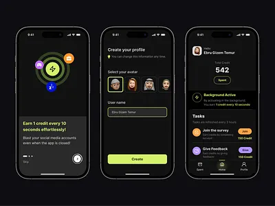 Task App app create create profile dark mode mobile onboarding profile task