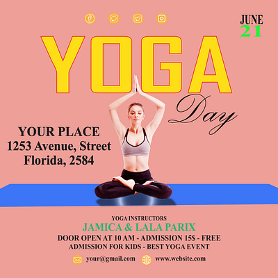 YOGA MEDITATION advertising branding design graphic design gym illustration meditation typography ui vector yoga day