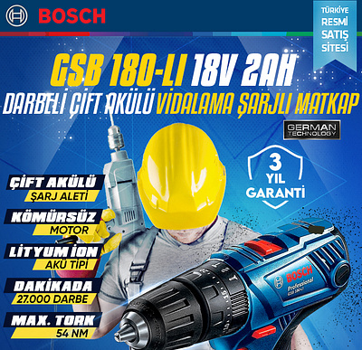 Bosch GSB-LI Cordless Drill One Page Product Sales Site Design graphic design landing page one page ui web design