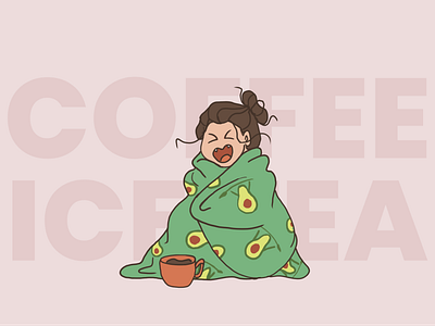 Coffee or ice tea? blanket coffee cute illustration