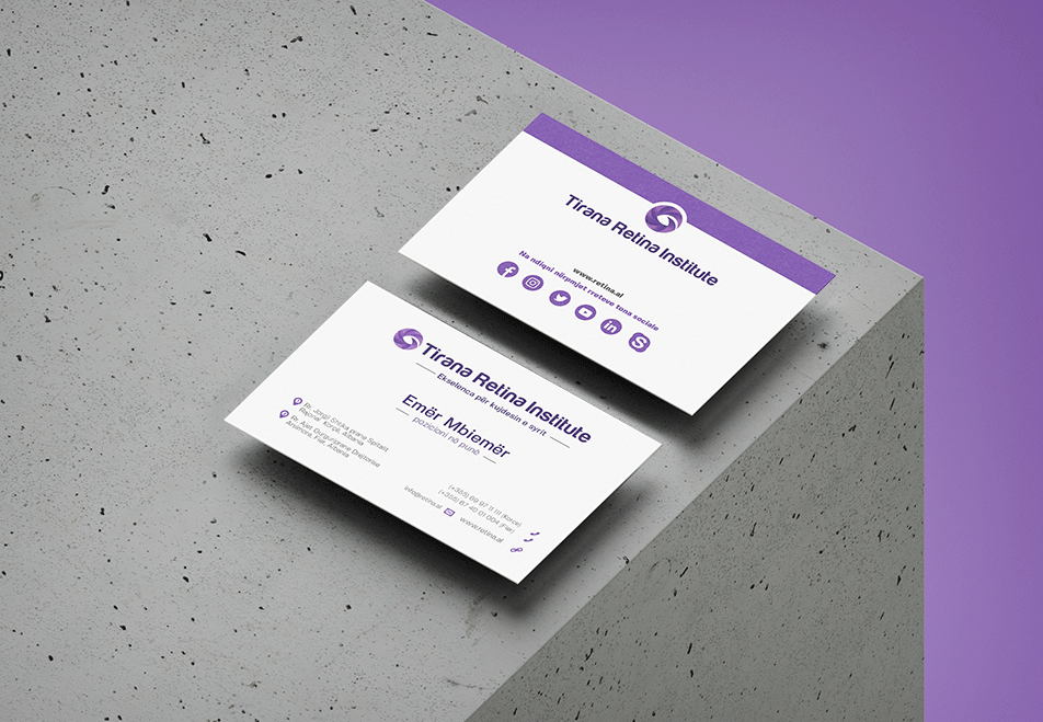 Tirana Retina Institute Stationary branding business card design graphic design institute retina stationary tirana
