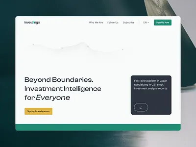 Investlingo - Financial light and clean UI business finance hero investment large typo light reports stock market