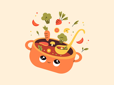Soup Pot character character design cute art cute character design food food illustration illustration illustrator pot soup vector vector art visual art