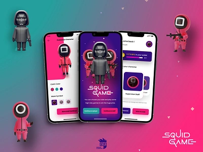 Squid Game App agency app app design application dark mode futuristic ui game game ui minimal mobile movie app netflix mobile app orix sajon squid squid game squidgame tv show ui ux