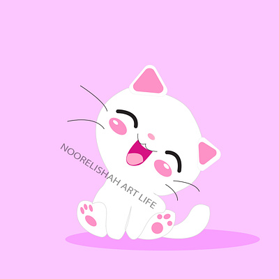 Cute Cat Logo. branding design graphic design illustration kids logo logo design logos minimalist logo painting pink sticker t shirt design vector vector art vector illustration