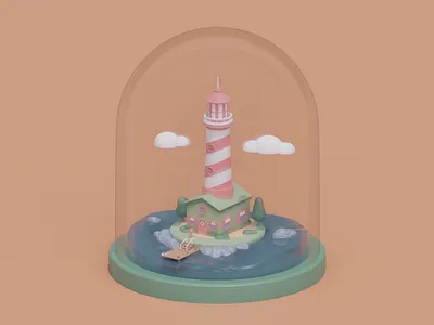 The Loneliest Building 3d 3d art art art direction artwork b3d blender blender3d building color colorful cycles design graphics house illustration lighthouse natural render ui