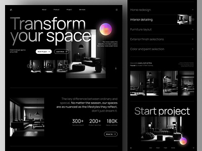Interior Landing Page Concept app branding design graphic design illustration logo typography ui ux vector