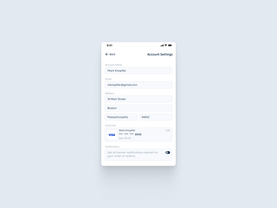 Daily UI 007 - Settings account app branding design edit email figma graphic design grey icon illustration logo name settings ui ux