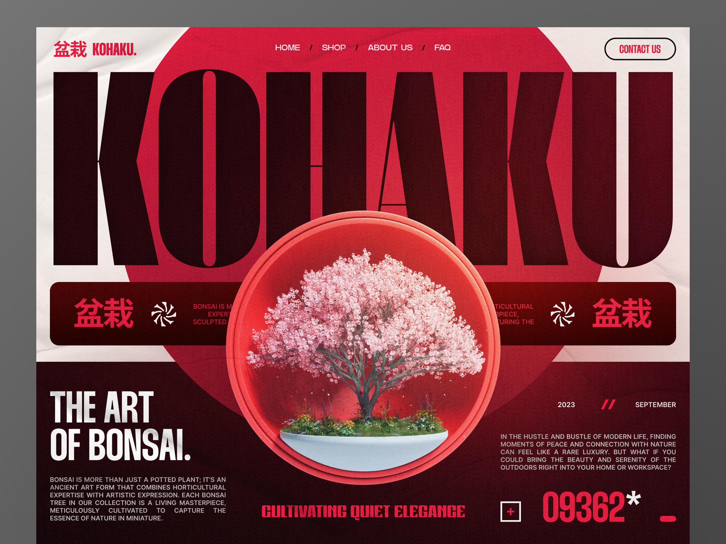 盆栽 KOHAKU - Bonsai Website Design 🌸 bonsai bonsai landing page bonsai website header header design home page homepage landing page landingpage layout design online shop typography ui uidesign ux uxdesign web website website design