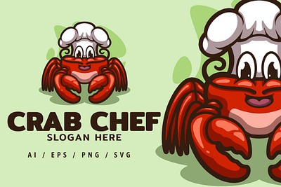 Crab Chef Logo Mascot Illustration branding crab food icon illustration logo mascot restaurant sea