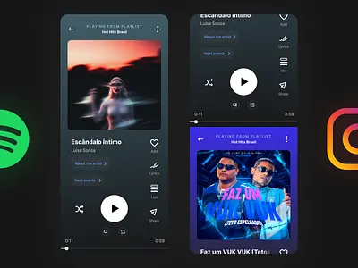 Music player #9 branding daily dailyui design figma instagram like list lyrics music player reals share shuffle spotify tiktok timer ui ux